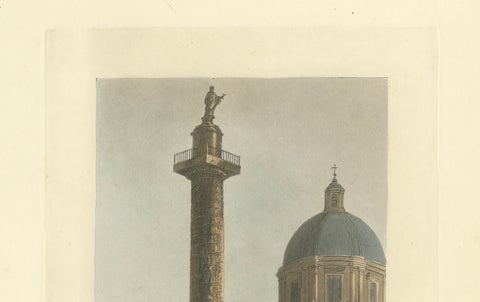 Column of Trajan, Rome, Original Hand-Colored Engraving, 1798, close-up 4
