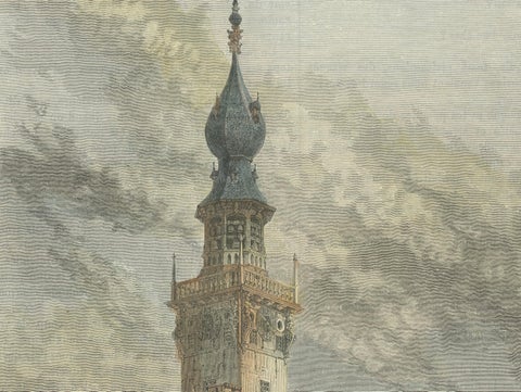 1875 Engraving of the Historic City Hall in Veere in Zeeland by E. Thérond, close-up 2