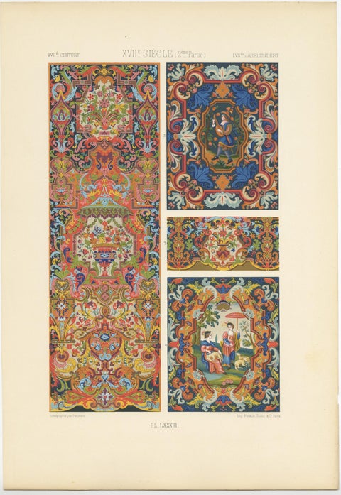 Decorative Antique Print of XVIIth Century Ornaments by Racinet (c.1890), view 4