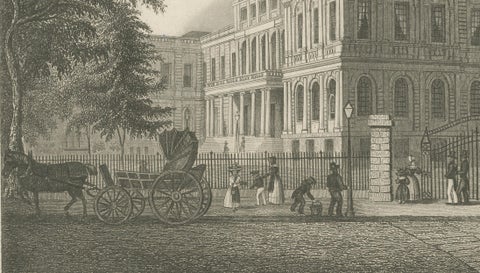New York City Hall, Antique Architectural Engraving of Manhattan, c.1850, close-up 3
