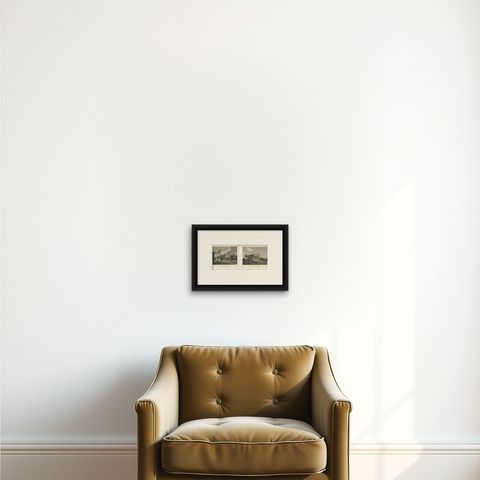 Set of Two Ancient Greek Temple Views, Parthenon and Theseion, Tardieu, 1825, shown framed on a wall, true to size