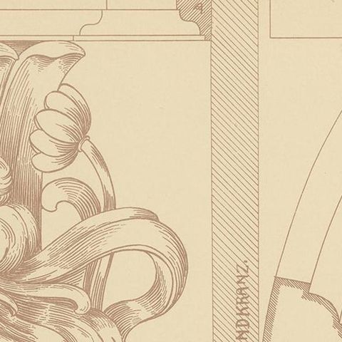 Pl. 35 Antique Print of Furniture Details by Kramer 'circa 1910', close-up 1