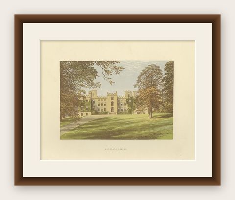 Antique Print of Mulgrave Castle by Morris, circa 1880, shown framed