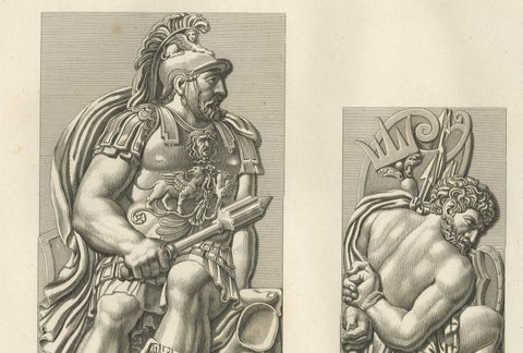 Antique French Architectural Sculpture Engravings Set of 3, Louvre Reliefs. 1803, close-up 2