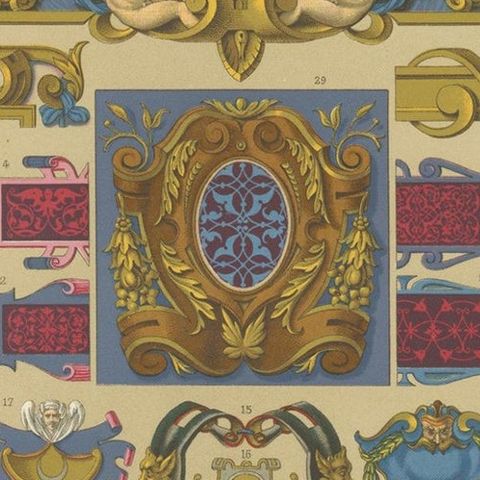 Pl. 58 Antique Print of Renaissance Ornaments by Racinet (c.1890), close-up 1