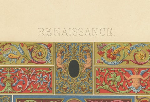 Renaissance Decorative Borders & Panels, Richly Colored Grotesques, 1869, close-up 1