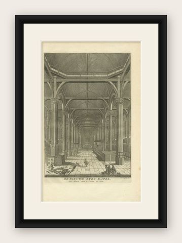 Antique Print of the Interior of the 'Nieuwezijds Kapel' by Goeree, 1765, shown framed