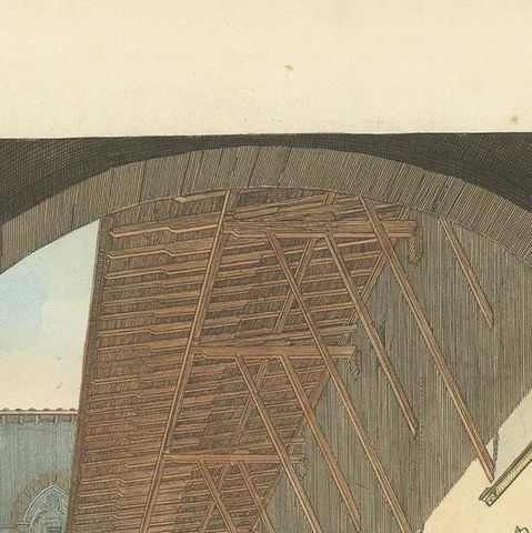 Antique Print of the Podestat Palace in Florence, Italy, by Bonnard, 1860, close-up 1