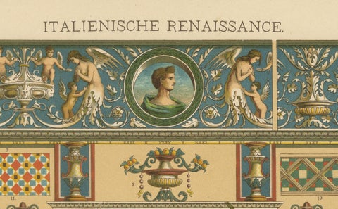 Italian Renaissance Façade Paintings from Ornamentenschatz, 1887, close-up 5