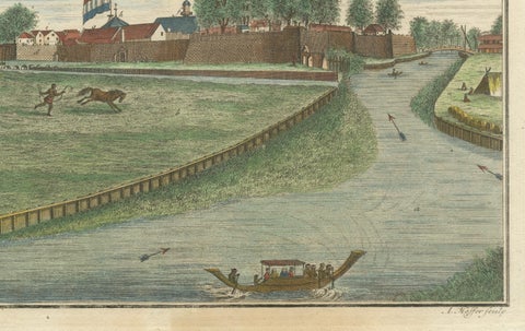 Batavia Castle and Parade Ground, Hand-Coloured Engraving by J.W. Heydt, 1738, close-up 2