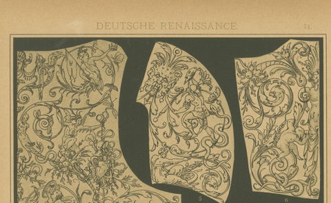 German Renaissance Metalwork Designs from Der Ornamentenschatz, 1887, close-up 3