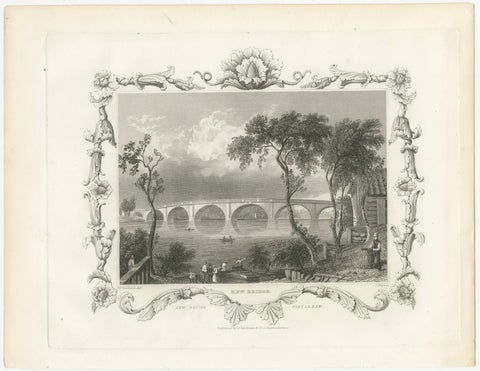 Charming Engraving of Kew Bridge over the River Thames, 1835, view 2