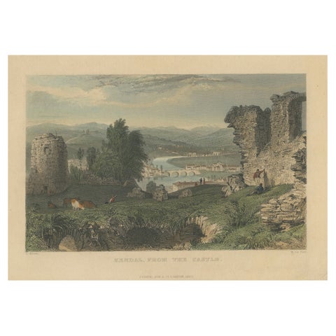 Tranquil Views from Kendal Castle: A Glimpse into 19th-Century England