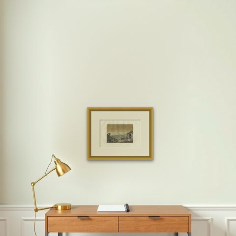 Antique Print of the Tomb of Lazarus by Ferrario '1831', shown framed on a wall, true to size