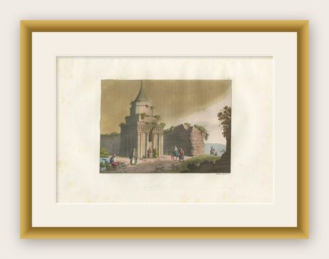 Antique Print of the Tomb of Absalom in Jerusalem, '1831', shown framed