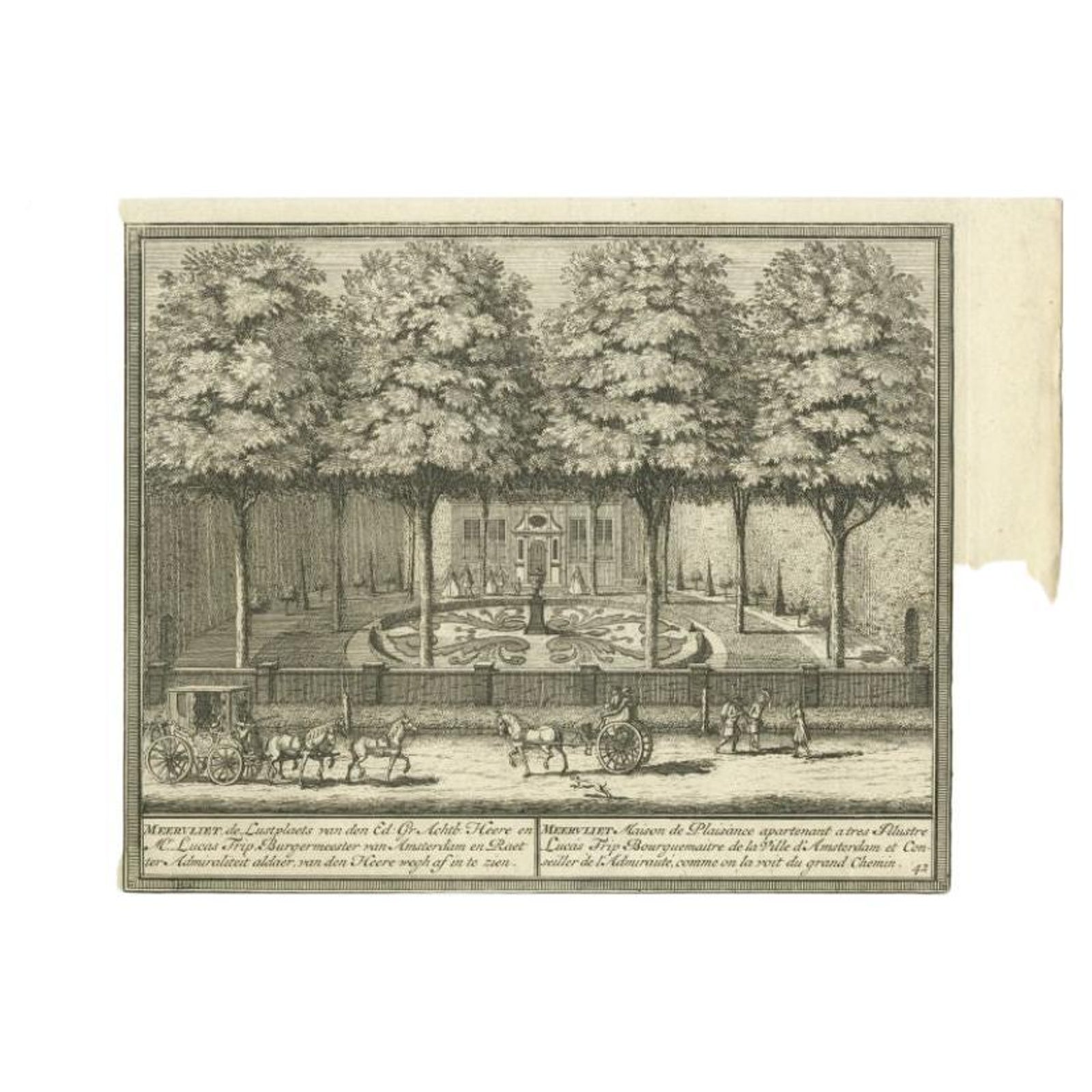 Antique Print of the 'Meervliet' Estate by De Leth, c.1729