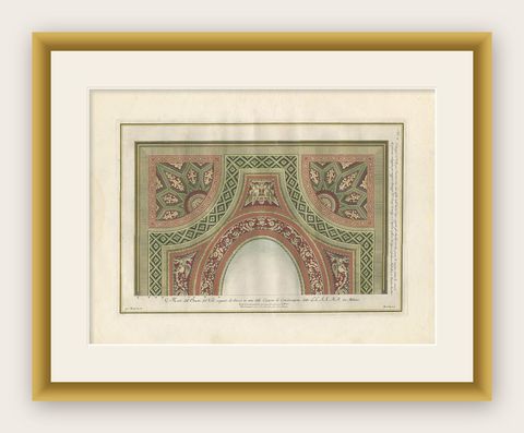 Antique Architecture Print of Ornaments 'Tav. II' by Albertolli, shown framed