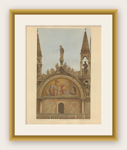 Antique Print of San Pietro of the Basilica of San Marco, Venice, Italy, 1881, shown framed