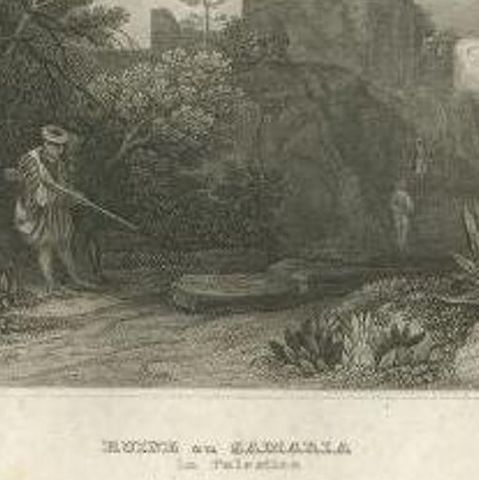 Antique Print of the Ruin of Samaria by Meyer, 1837, close-up 1