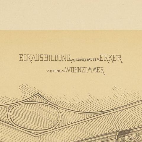 Pl. 4 Antique Print of a Living Room with Bay Window by Kramer, circa 1910, close-up 1