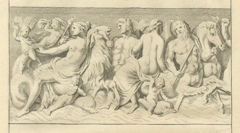 Large Antique Classical Relief Scene, Montfaucon Antiquity Explained, 1721, close-up 1