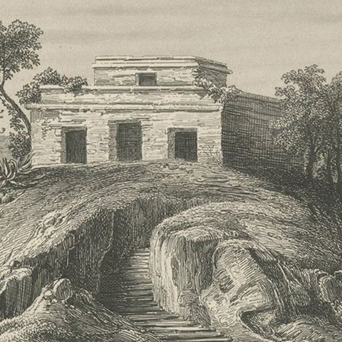 Antique Engravings on One Sheet Depicting Ruins in Mexico, 1857, close-up 2