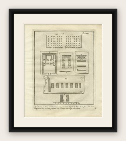 Temples at El-Khuz and Karnak with Columned Halls and Gateways, Egypt 1776, shown framed