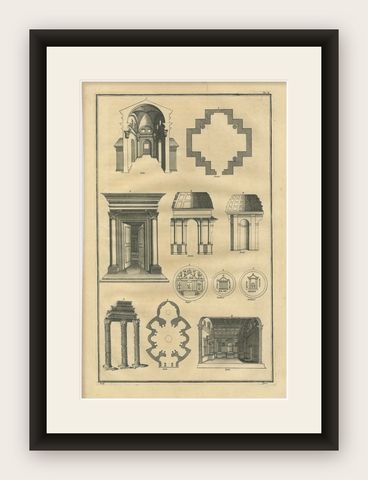 Antique Architectural Engraving by Serlio from Montfaucon, Paris 1721, shown framed