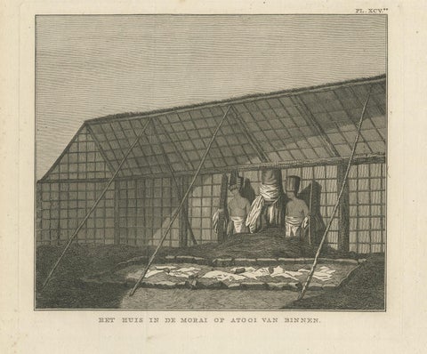 Antique Print of a House in Atooi by Cook, 1803, view 2