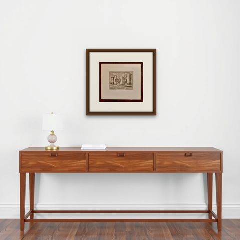 Antique Print of Abcoude Castle in the Netherlands, 1711, shown framed on a wall, true to size