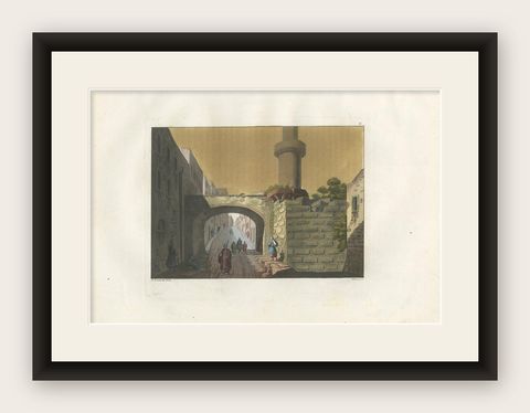 Antique Print of Ruins of the Antonia Tower by Ferrario '1831', shown framed