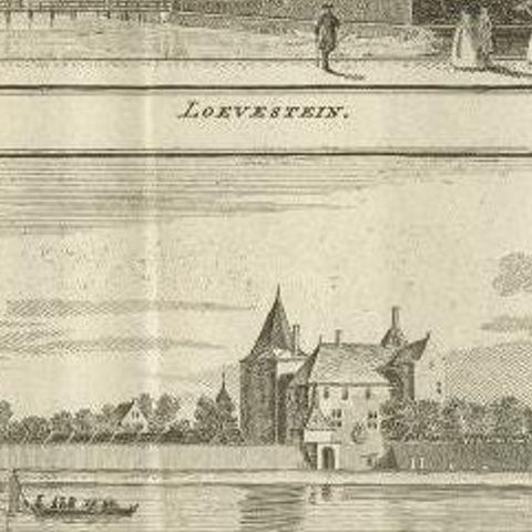 Antique Print of Loevestein Castle in Holland by Tirion, 1749, close-up 2