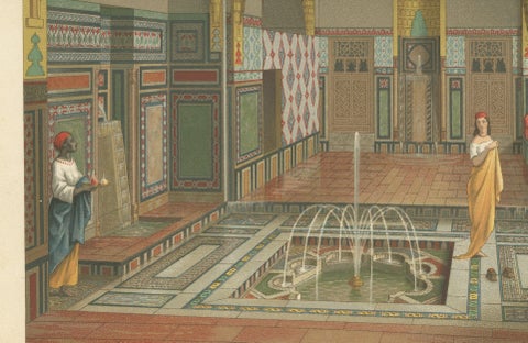 Cairo Summer Salon Interior, Egypt 1888, Racinet Afrique Print, close-up 4