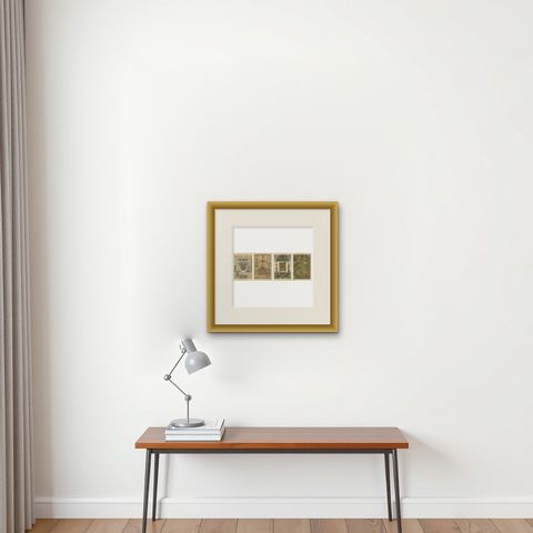 Set of 4 Renaissance Design Prints by H. Dolmetsch, Gobelins, Enamels and More, shown framed on a wall, true to size