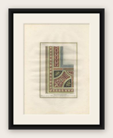 Antique Architecture Print of Ornaments 'Tav. IV' by Albertolli, shown framed
