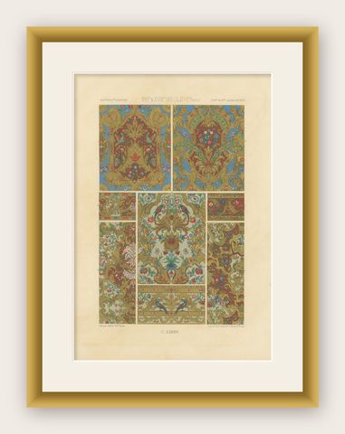 17th–18th Century French Decorative Textile and Wallpaper Designs, Plate LXXXVI, shown framed