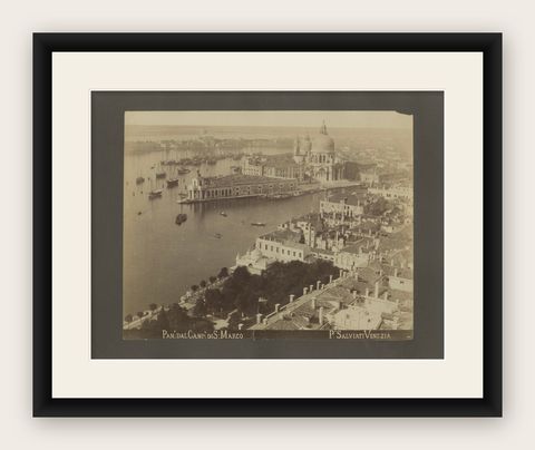 Panoramic View of Basilica di Santa Maria della Salute in Venice, 1880, shown framed
