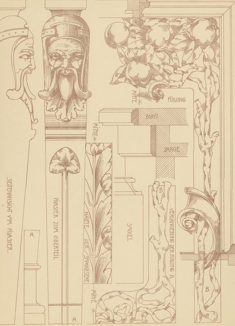 Pl. 34 Antique Print of Furniture Details by Kramer, circa 1910, view 2