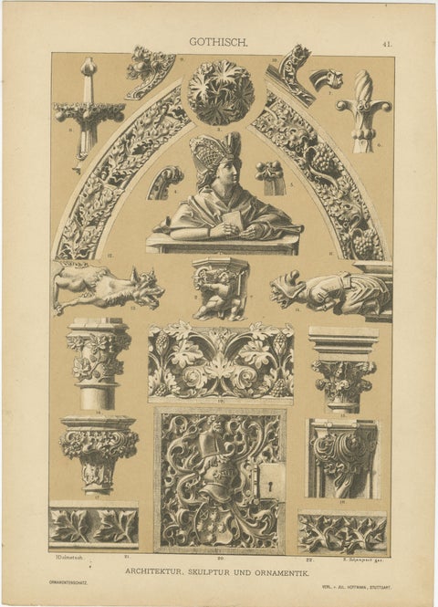 Extensive Collection of Gothic Artwork from Ornamentenschatz, 1887, view 4