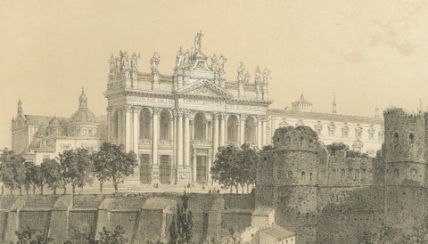 Basilica of San Giovanni in Laterano, Rome, Benoist 1869 Lithograph, close-up 3