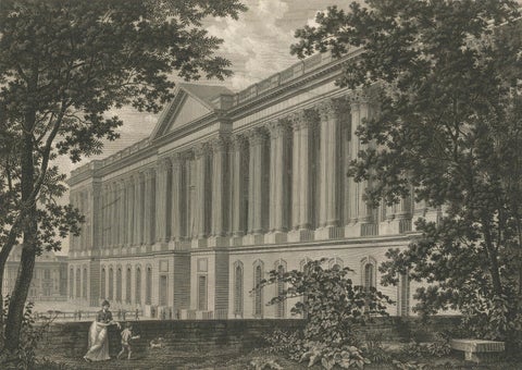 Antique Louvre Paris Colonnade Architectural Engraving, French Neoclassical 1803, close-up 2