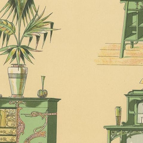Pl. 14 Antique Print of Decorative Cabinets by Kramer 'circa 1910', close-up 2