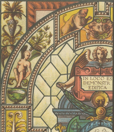 Italian Renaissance Stained Glass Design Print from Ornamentenschatz, 1887, close-up 3