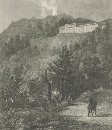 Catskill Mountain House, Antique Engraving, New York View c1830, close-up 2