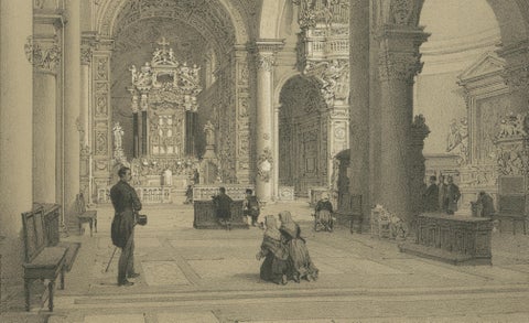 Interior of Santa Maria del Popolo, Rome, Benoist 1869 Lithograph, close-up 3