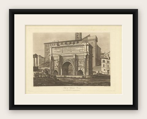 Antique Print of the Arch of Septimius Severus by Abbot '1820', shown framed