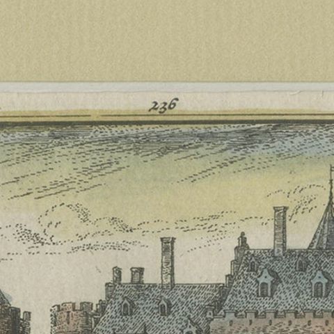 Old Print of Kronenburg Castle Near Loenen, Utrecht, Holland, 1730, close-up 2