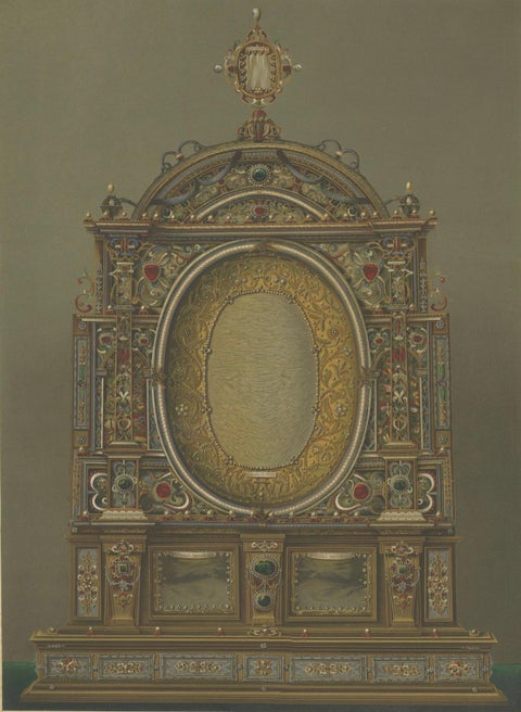 Monumental Bavarian Altars, Architectural Triptych, Munich 1874, close-up 1