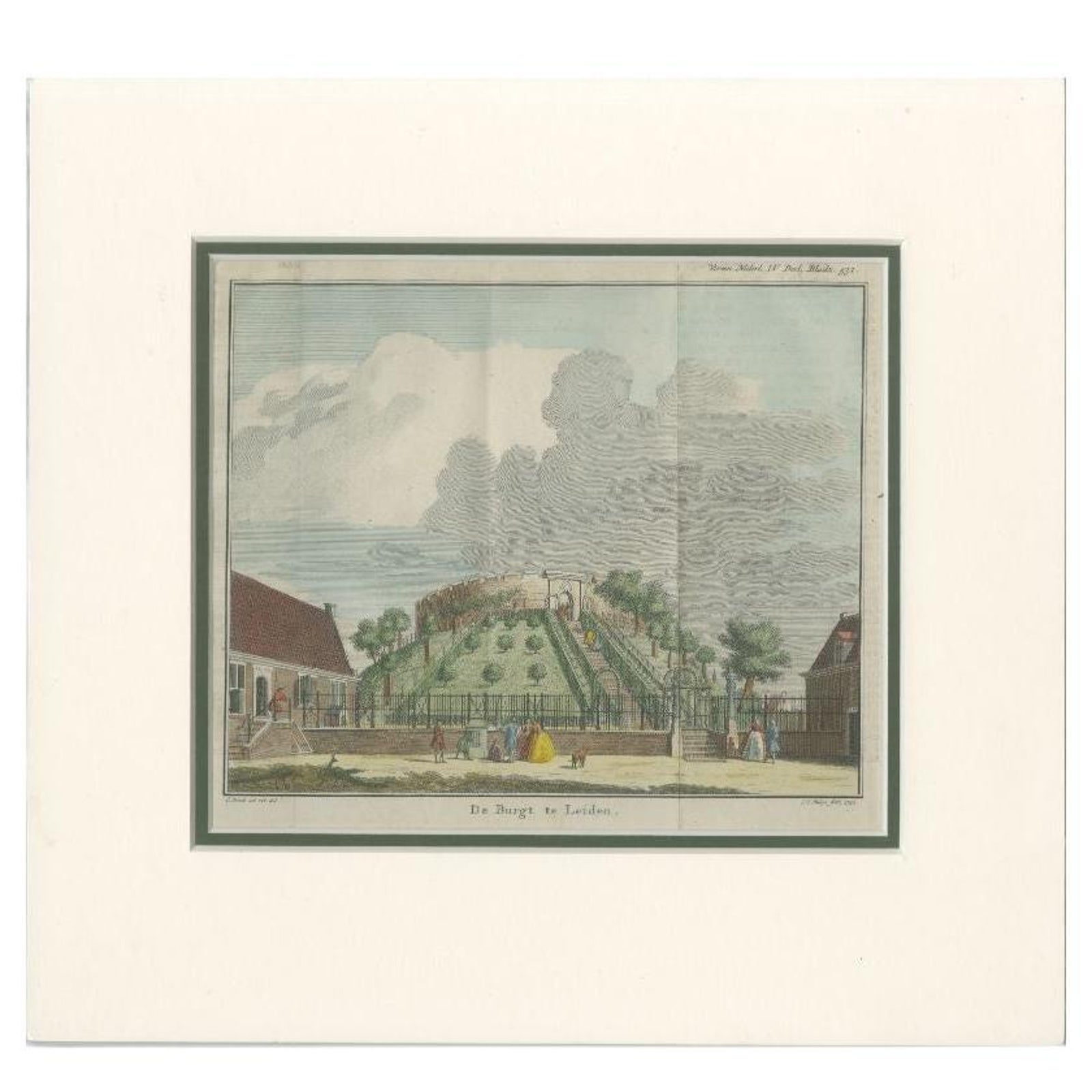Antique Print of Leiden Castle in the Netherlands, circa 1765