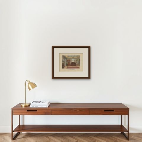 Pompeian Elegance: A Grand Neoclassical Dining Room Interior, 1900, shown framed on a wall, true to size